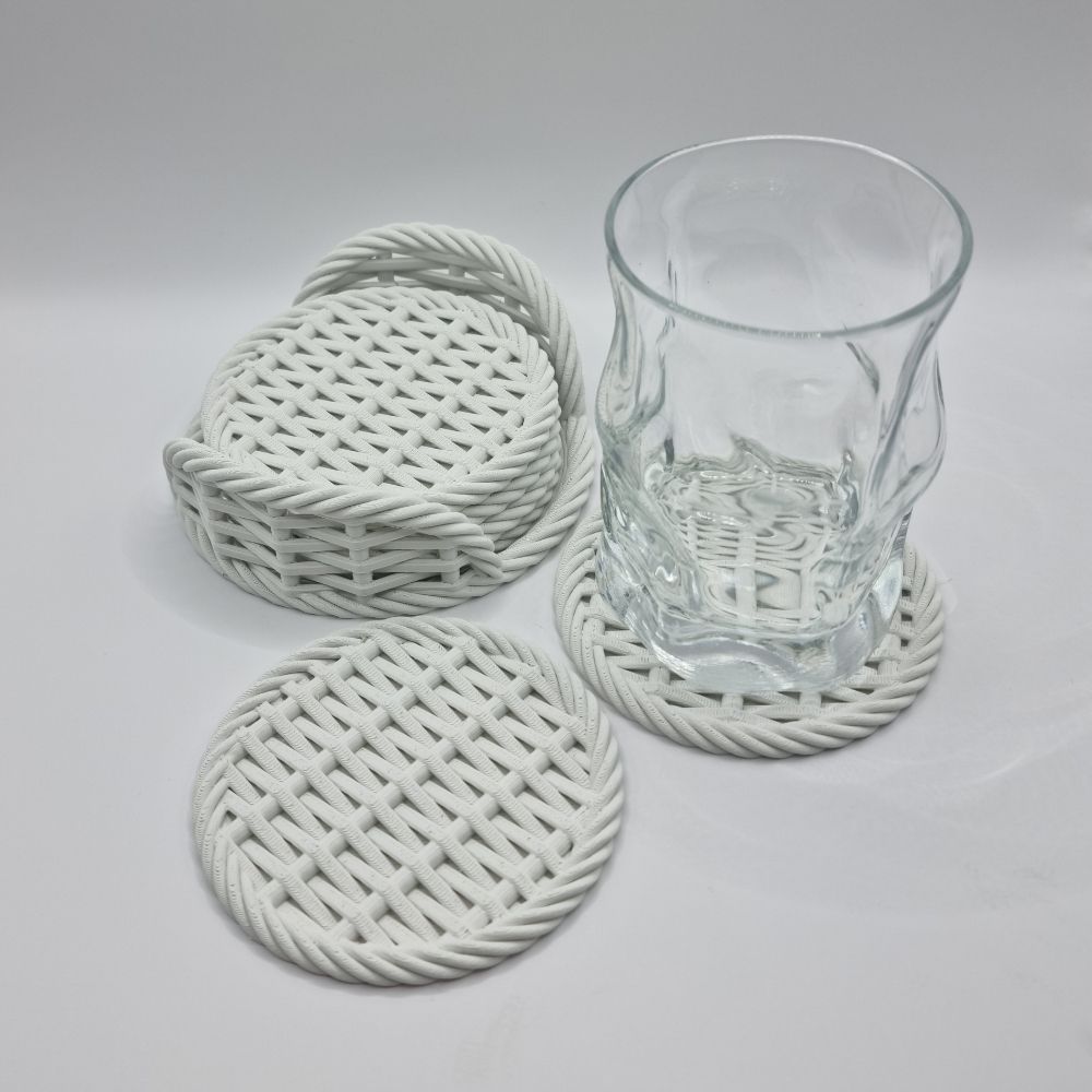 Image d'un produit coup de coeur du moment Sous-verres motif panier en couleur blanc mat